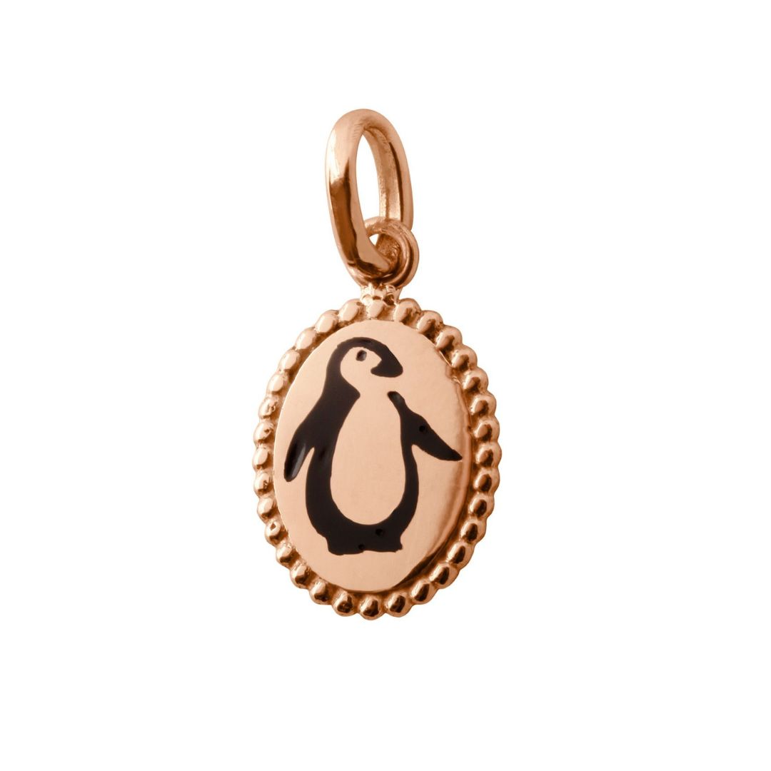 pendentif noir pingouin, or rose