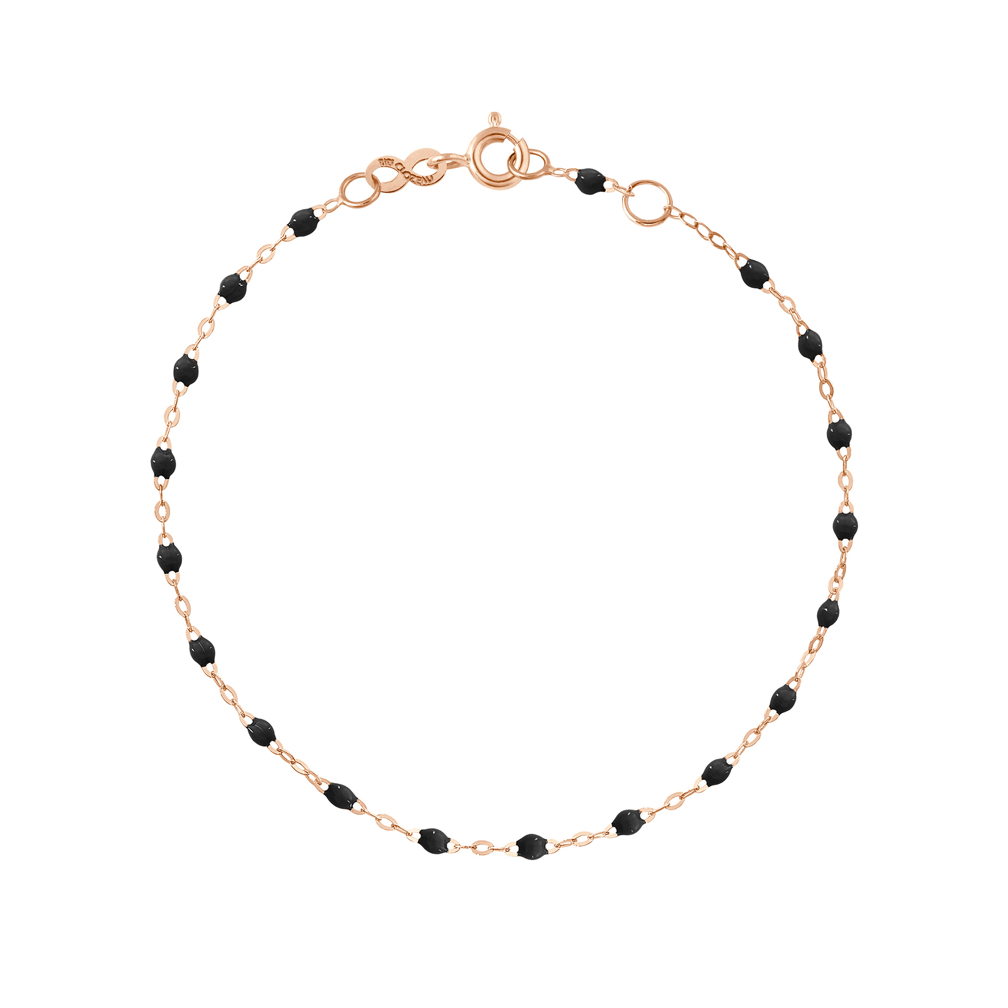 bracelet noir classique gigi, or rose, 17 cm