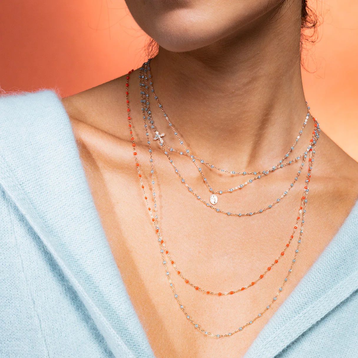 collier aqua classique gigi, or rose, 42 cm