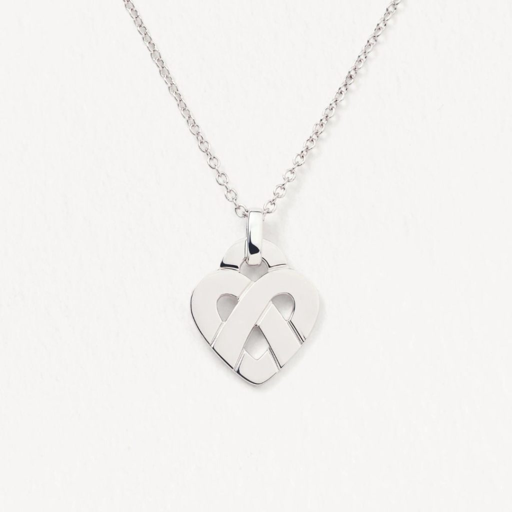 pendentif cœur entrelacé, or blanc