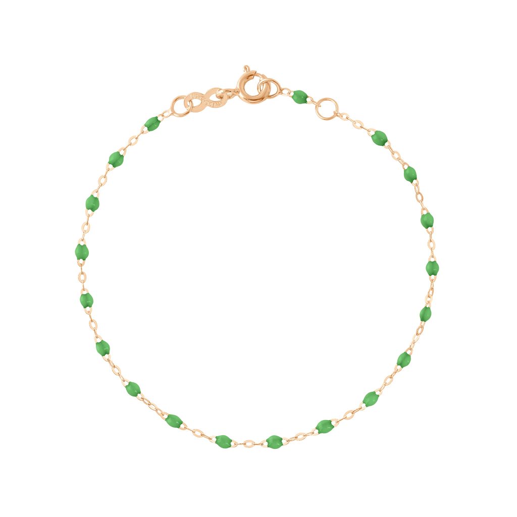 bracelet vert prairie classique gigi, or rose, 17 cm