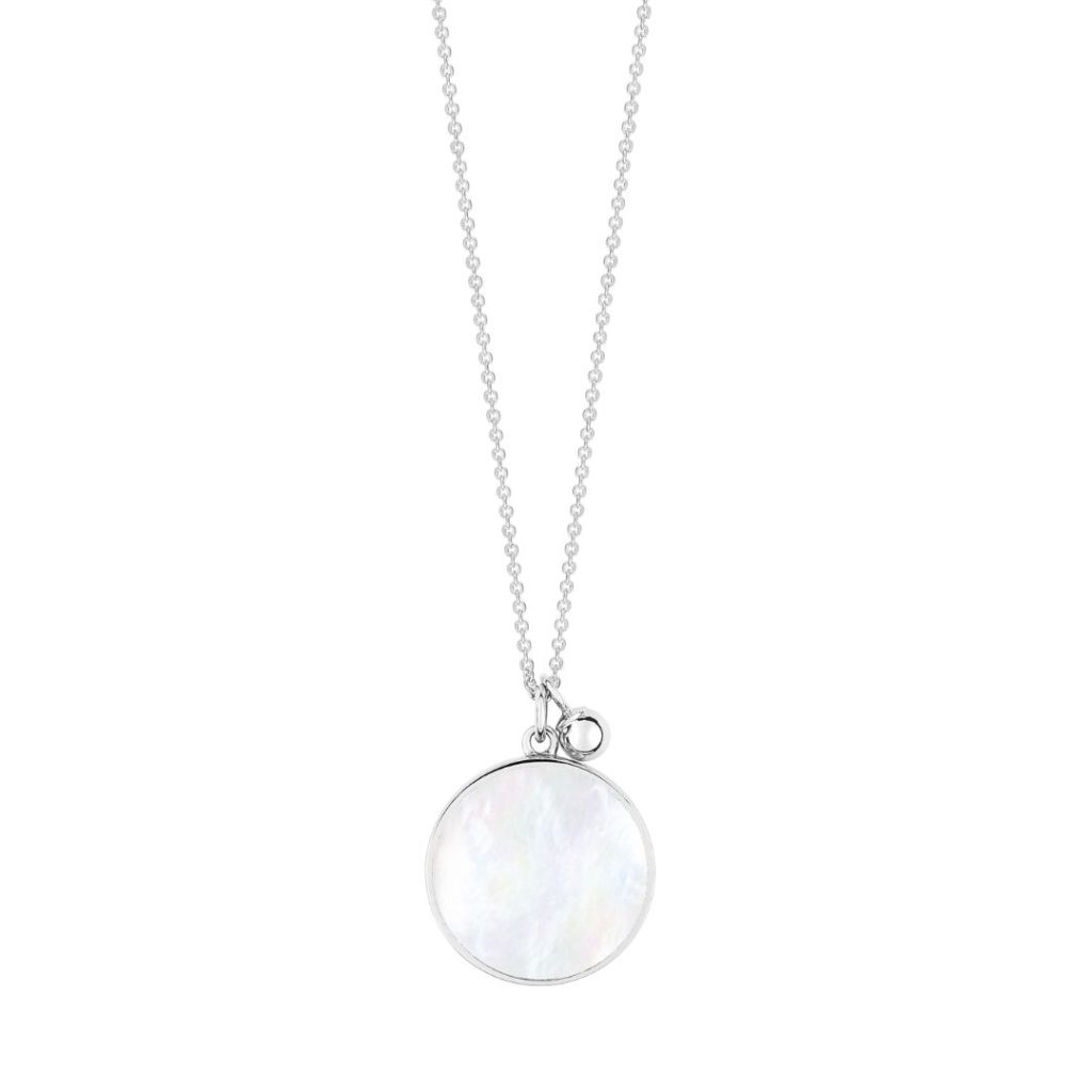 collier ever disc nacre blanche, or blanc