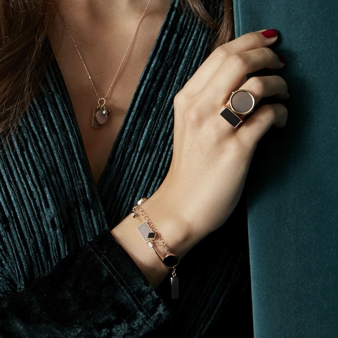 bracelet ever, onyx et or rose