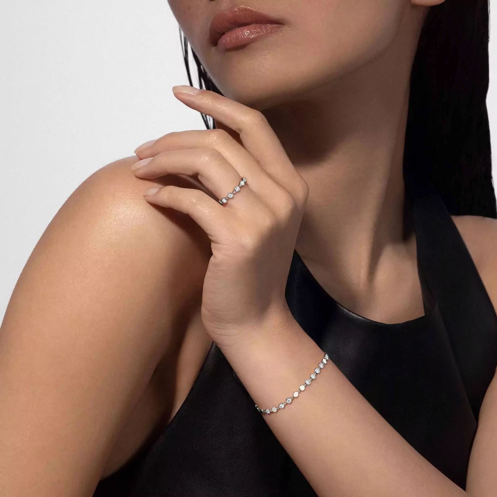 bague d vibes pm, or blanc, t 54