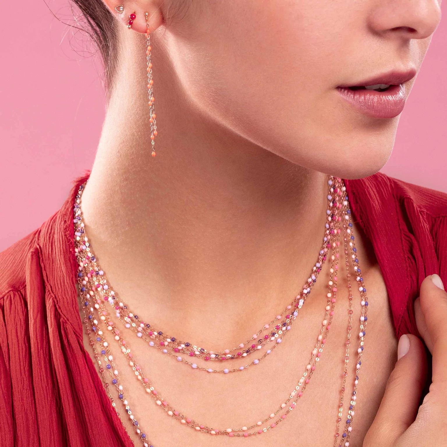 collier mauve classique gigi, or rose, 50 cm