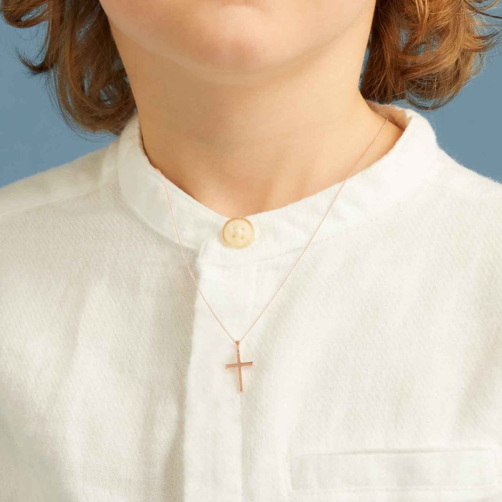 pendentif croix fil carré, or rose