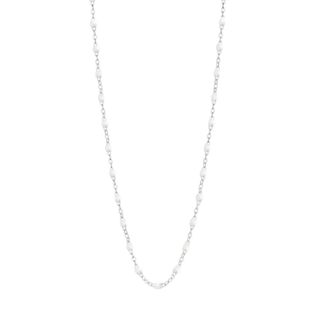 collier blanc classique gigi, or blanc, 42 cm