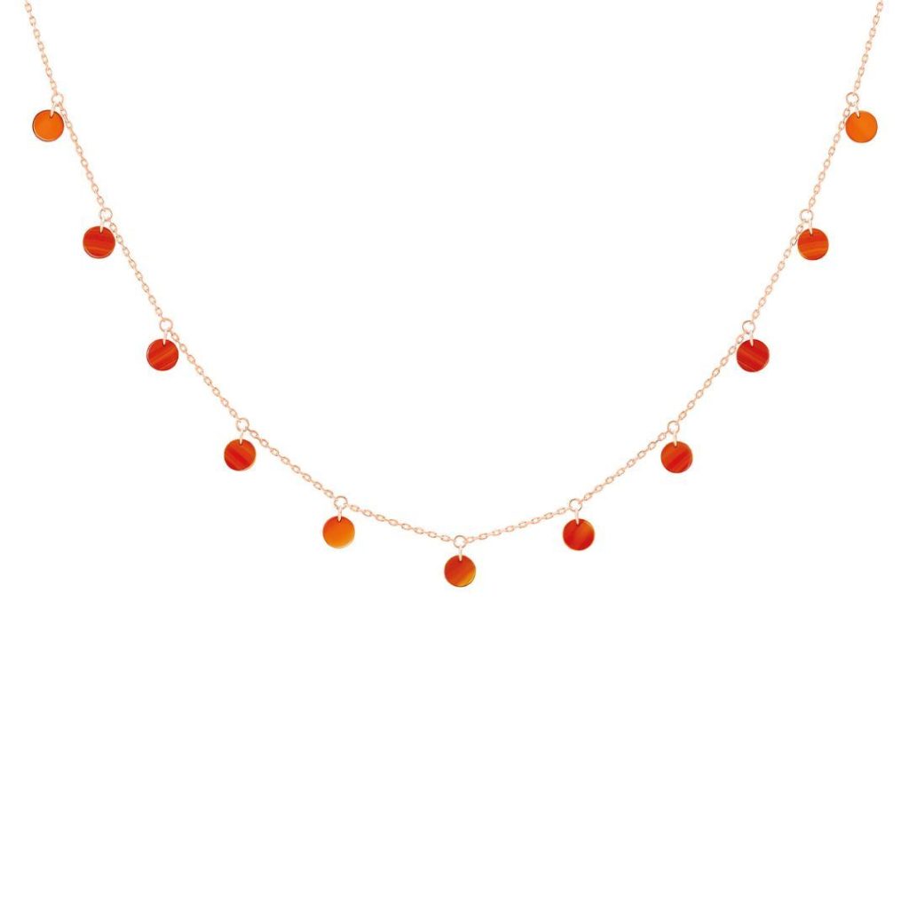 collier polka cornaline, or rose
