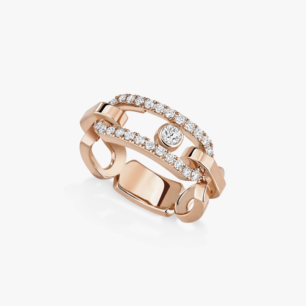 bague move link, diamants, or rose