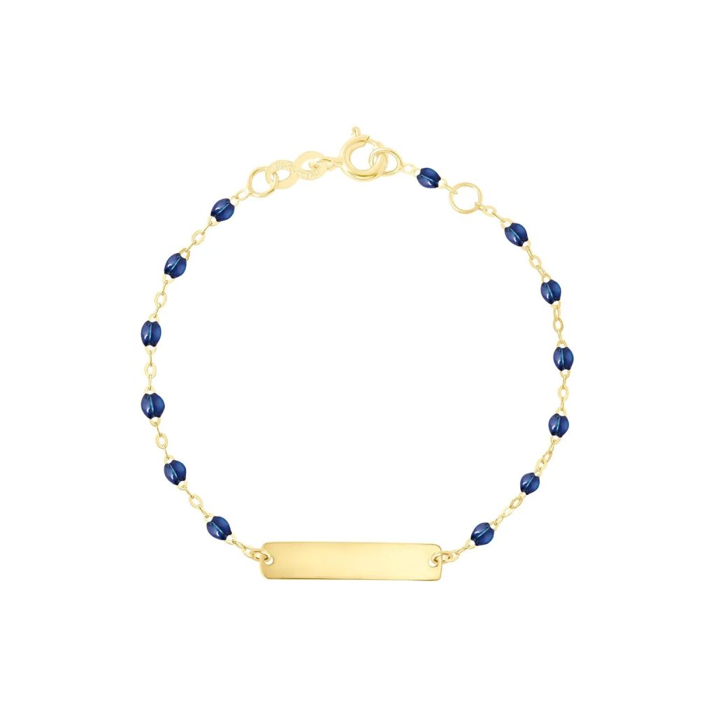 bracelet prusse little gigi, plaque rectangle, or jaune 13 cm