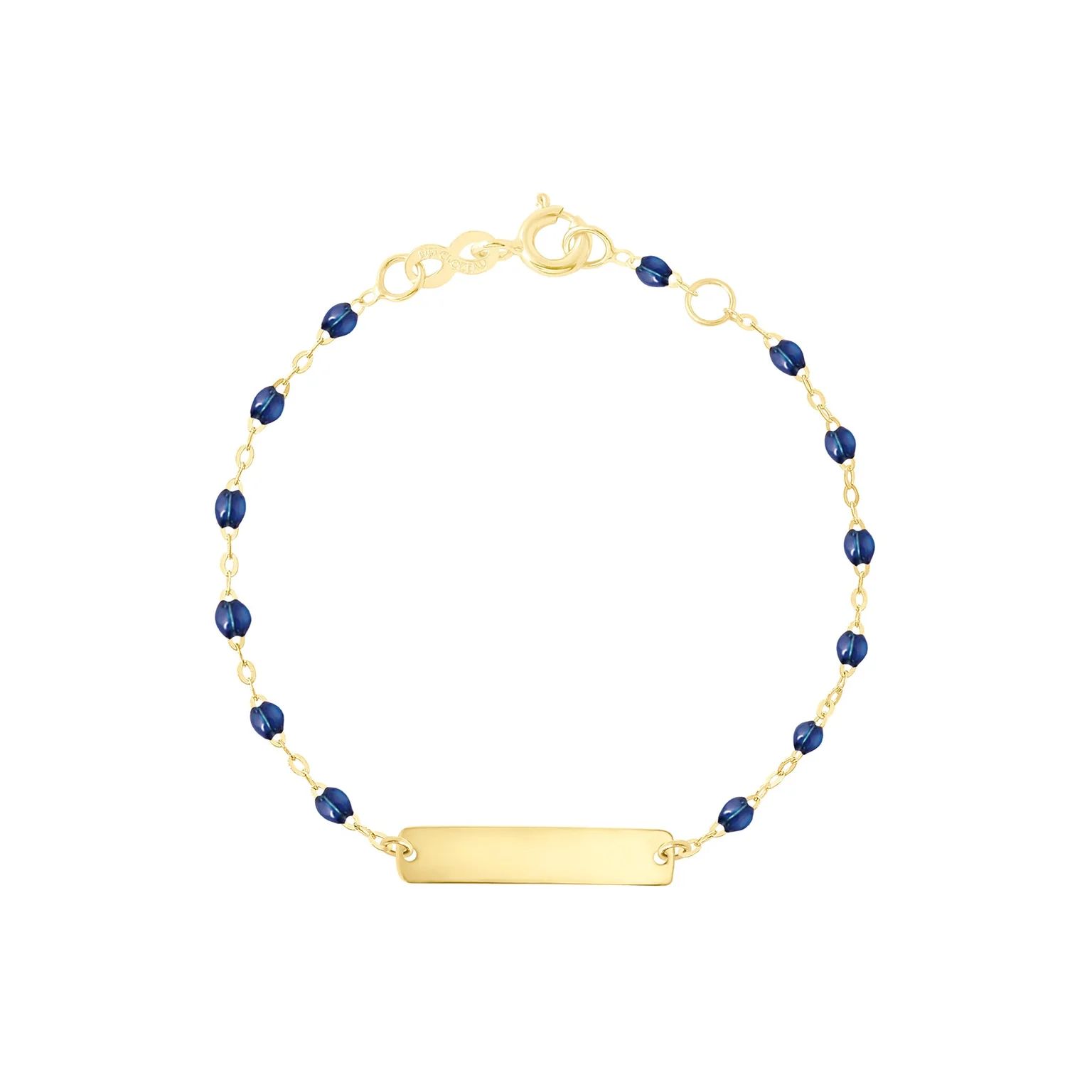 bracelet prusse little gigi, plaque rectangle, or jaune 13 cm