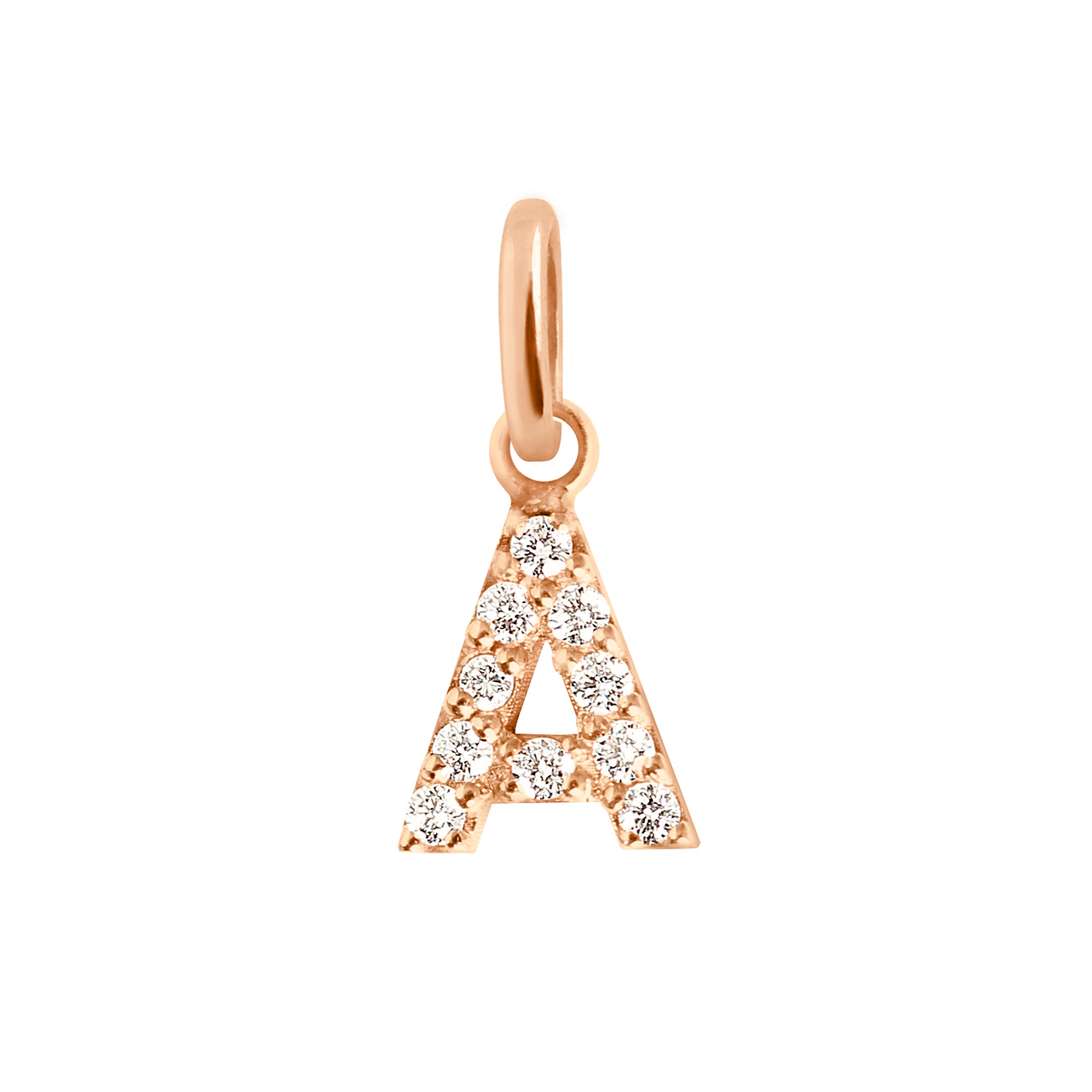 pendentif lucky letter a, diamants, or rose