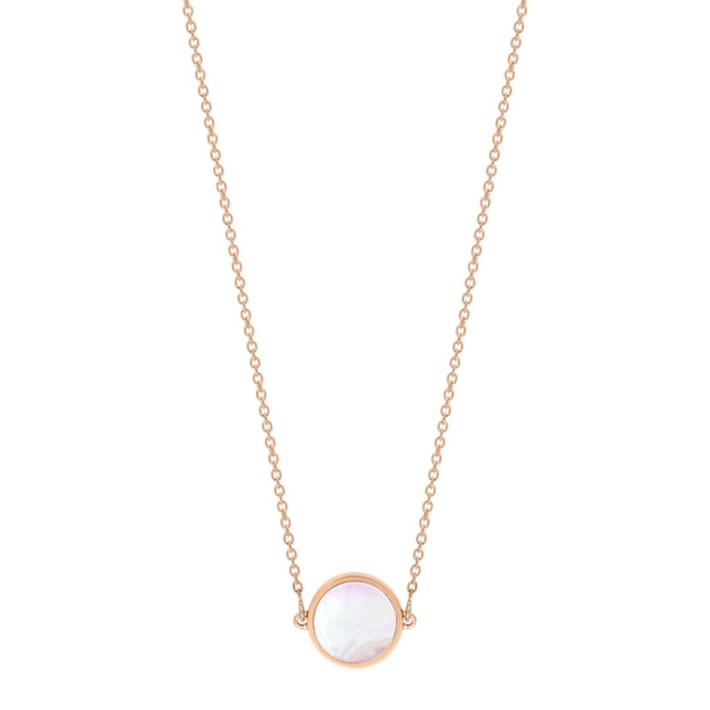 collier mini ever disc nacre rose, or rose