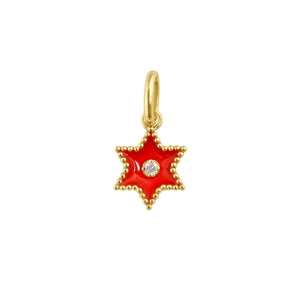 pendentif corail etoile star, diamant, or jaune