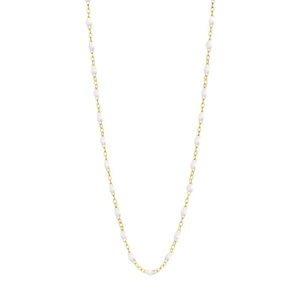 collier blanc classique gigi, or jaune, 50 cm