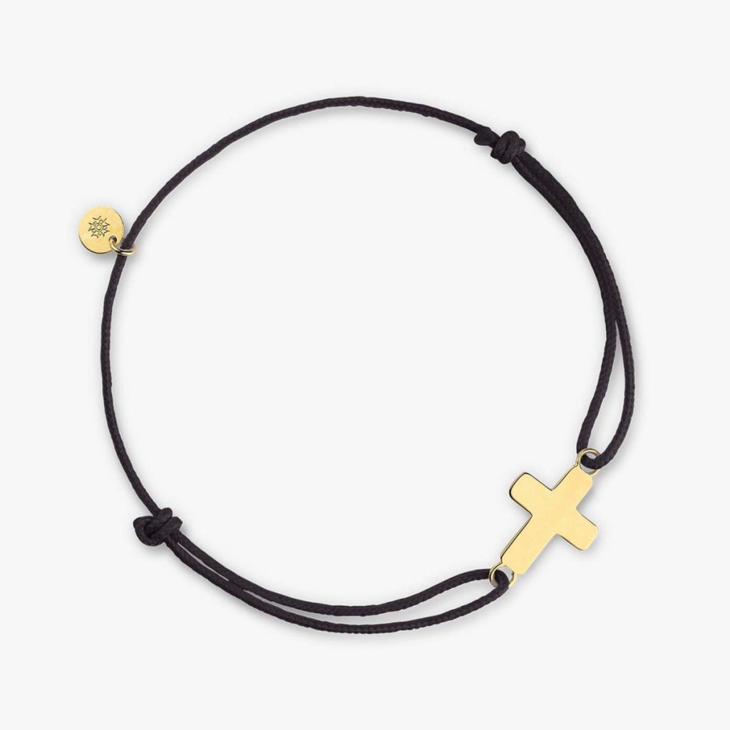 bracelet baby cross cordon, or jaune