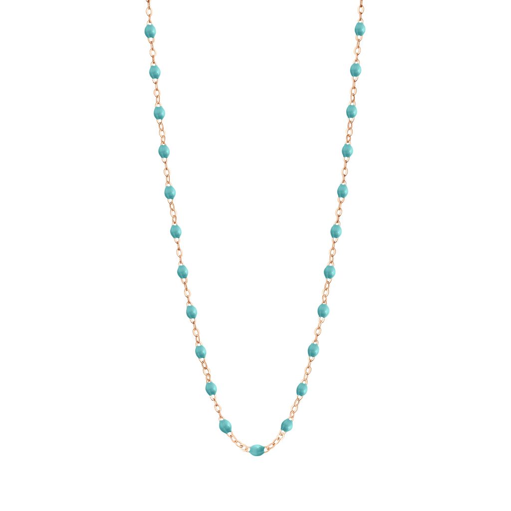 collier turquoise vert classique gigi, or rose, 42 cm