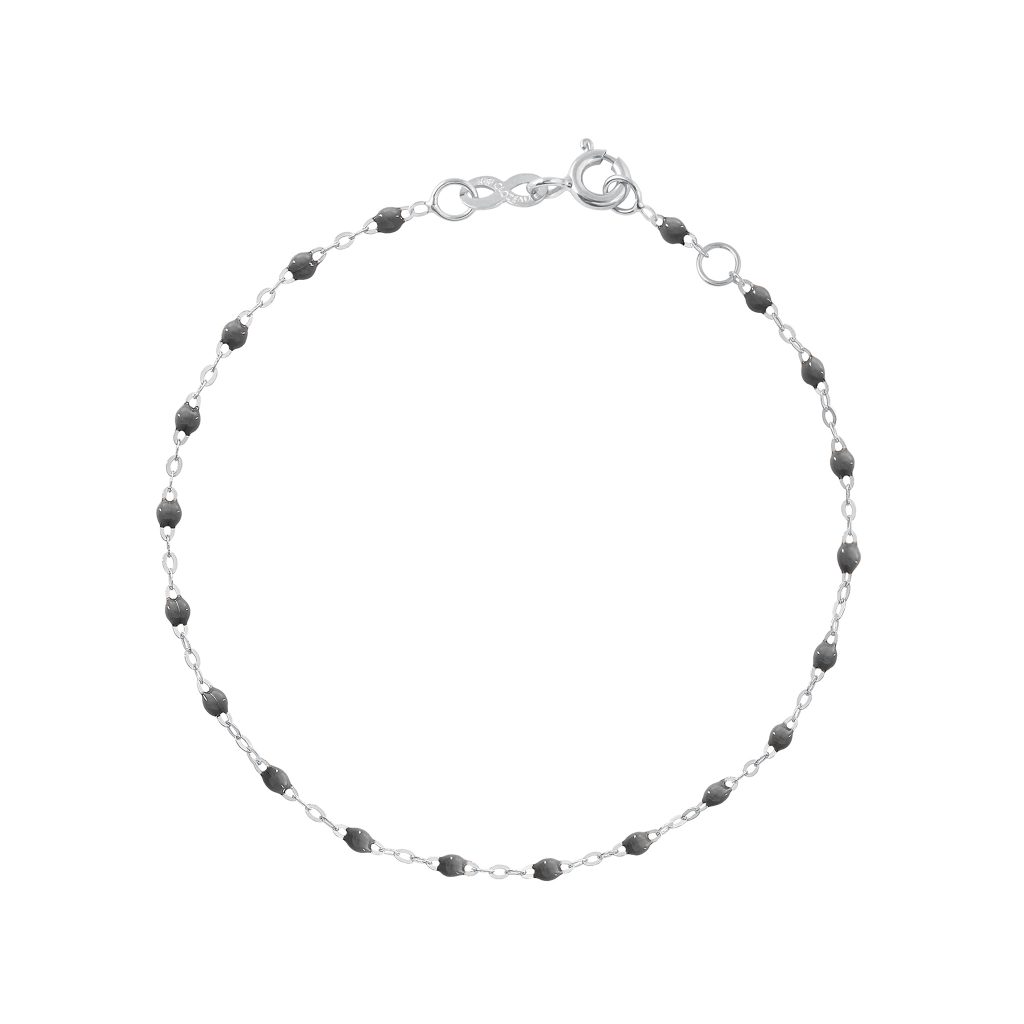 bracelet gris foncé classique gigi, or blanc, 17 cm