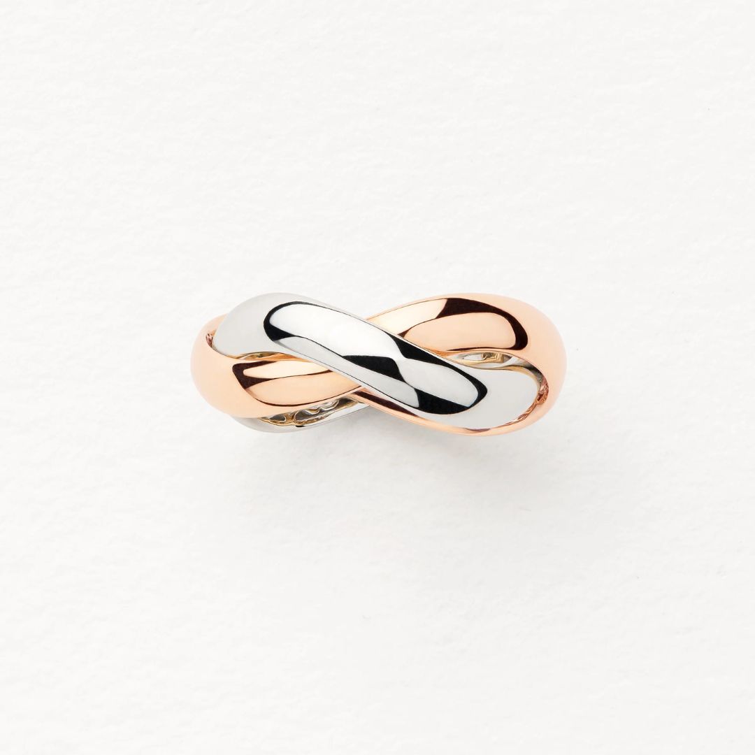 bague tresse mm, or rose et or blanc, t 52