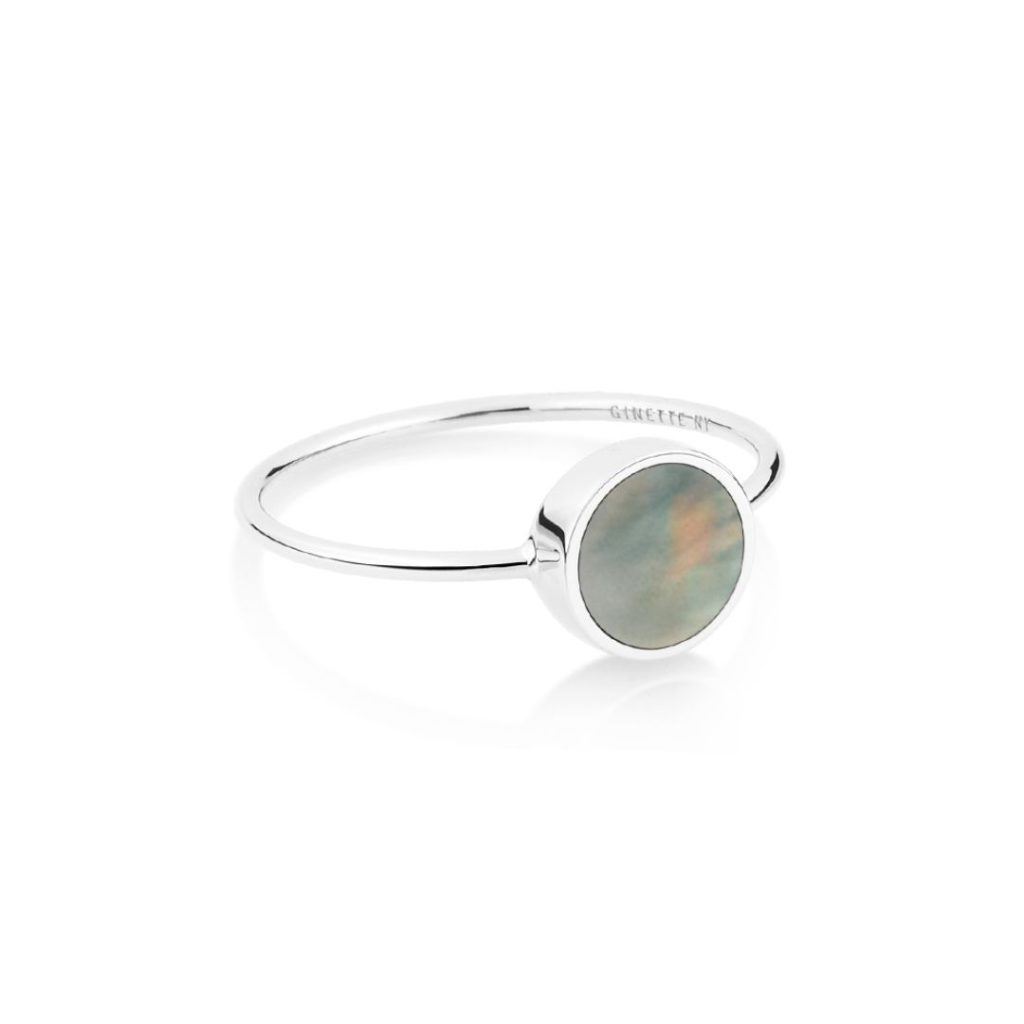 bague mini ever disc nacre noire, or blanc, t 51