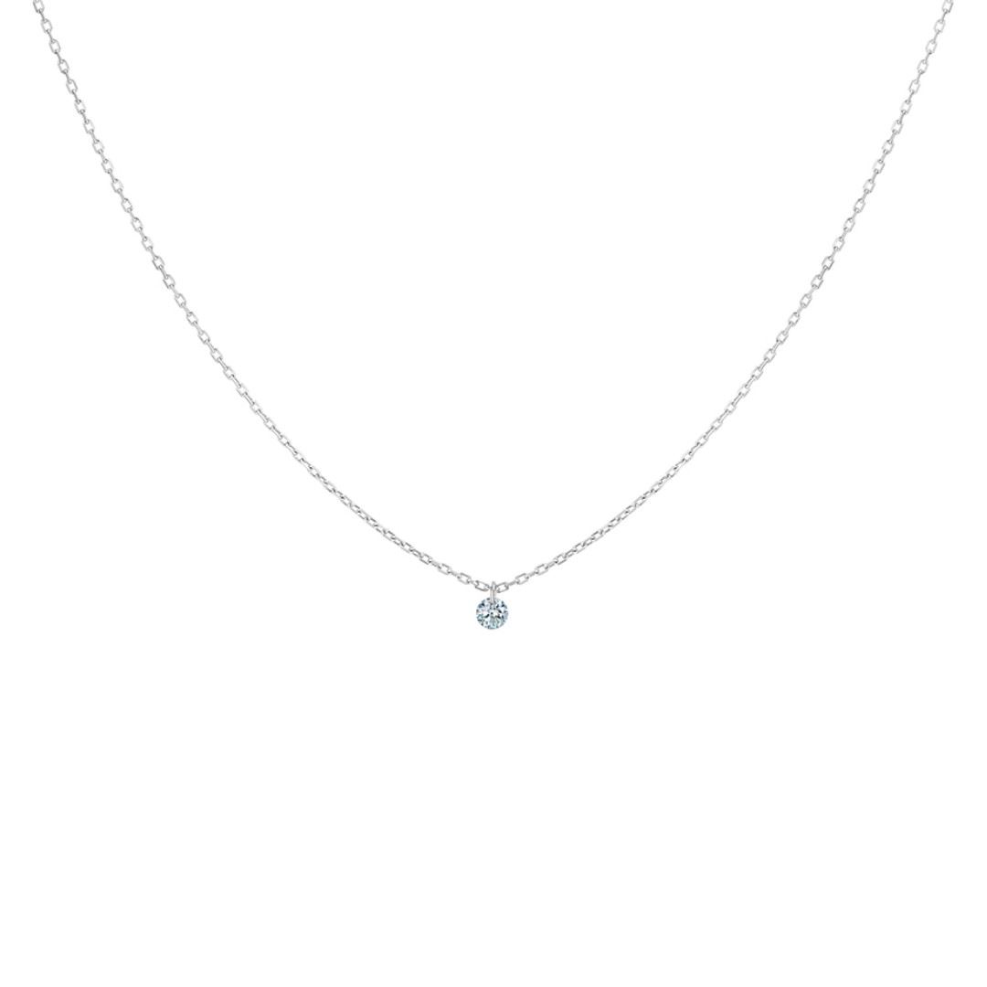 collier 360° 0.10ct diamant solitaire, or blanc