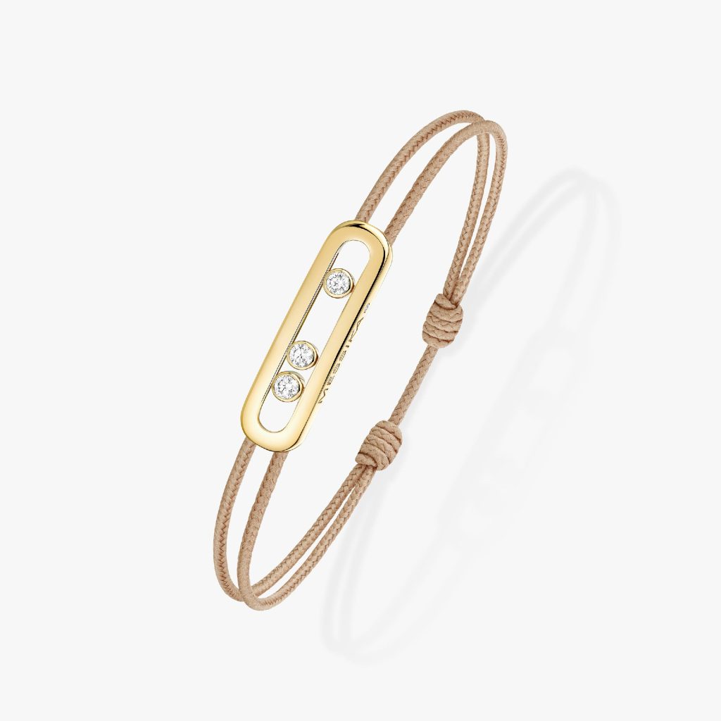 bracelet care(s) cordon beige, or jaune