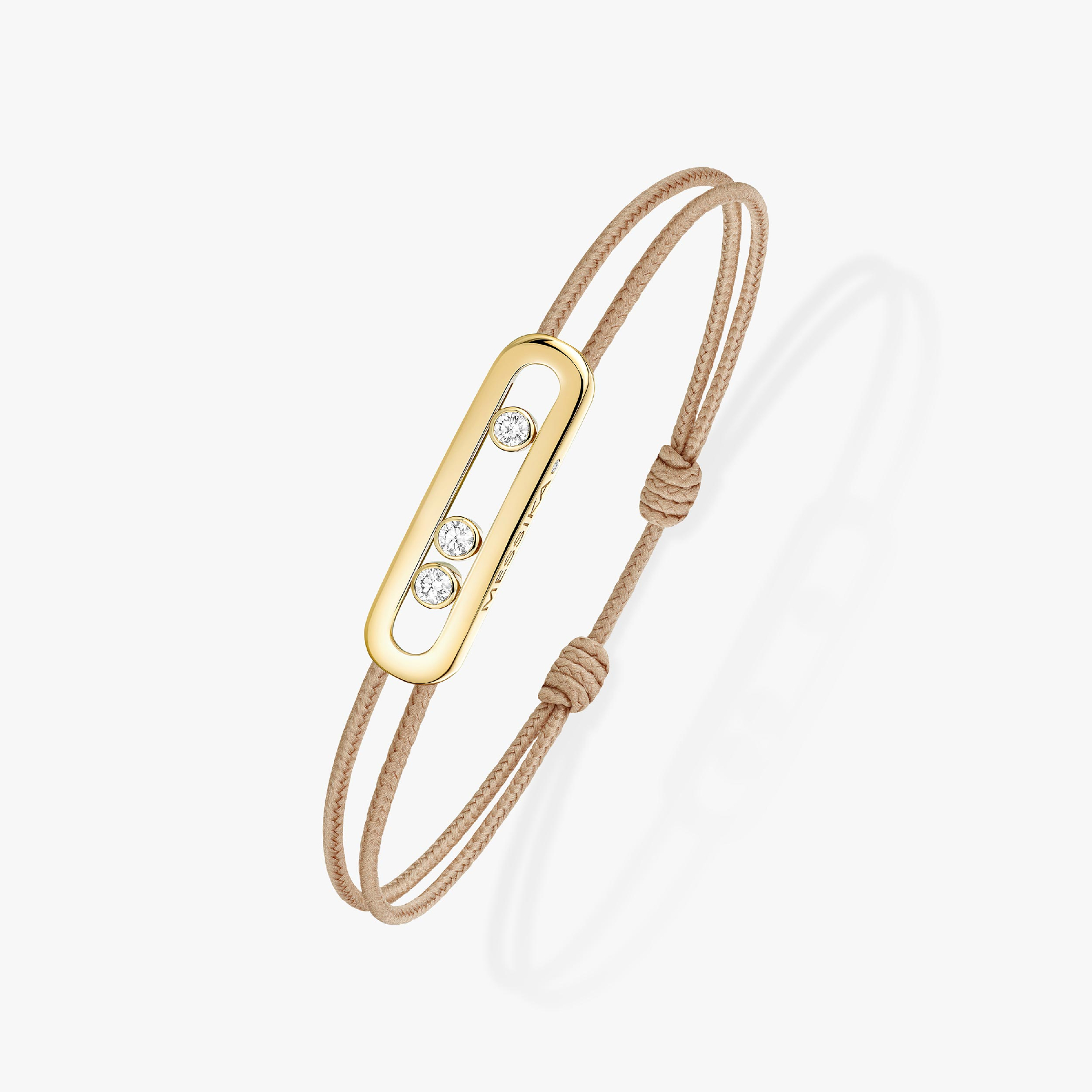 bracelet care(s) cordon beige, or jaune
