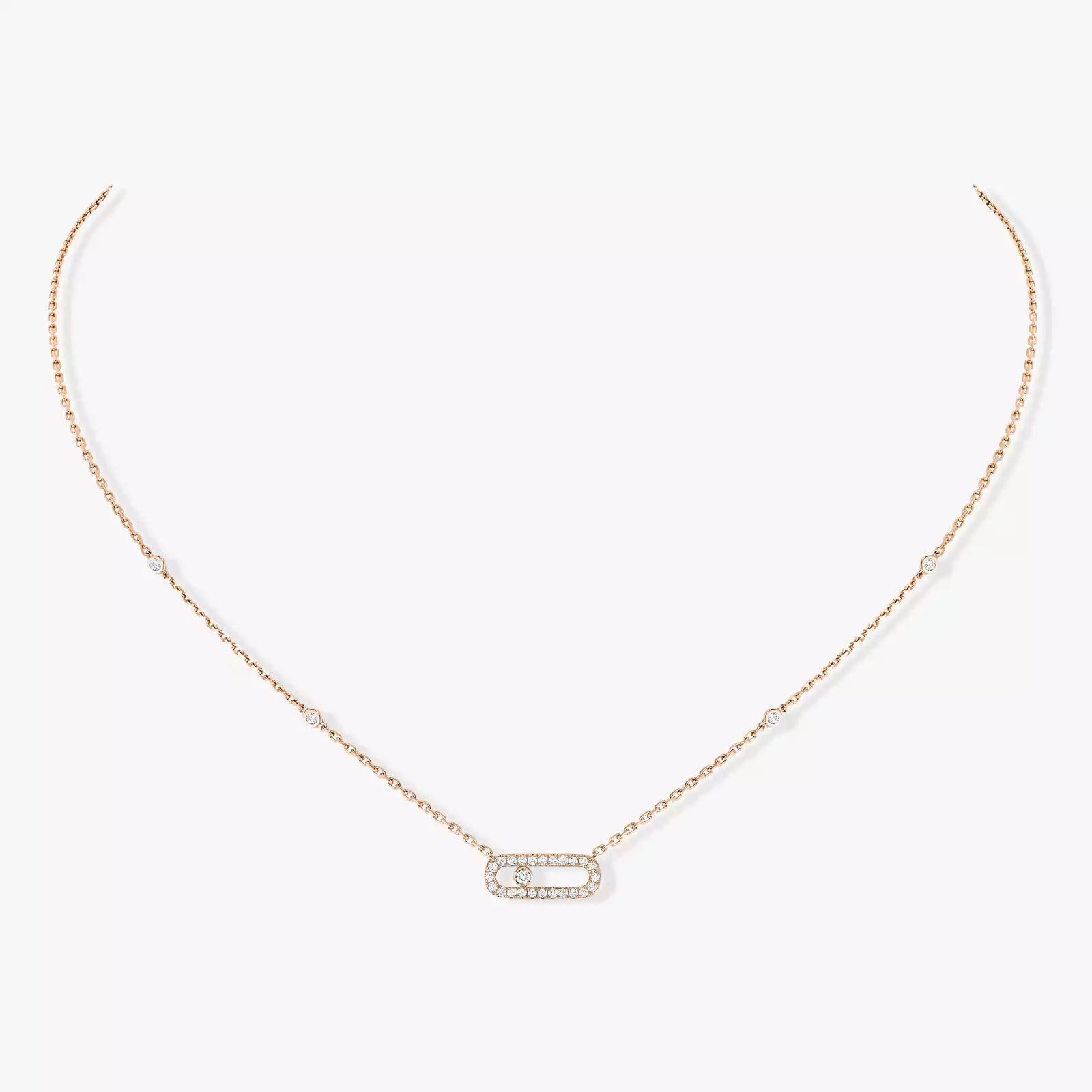 collier move uno pavé, or rose