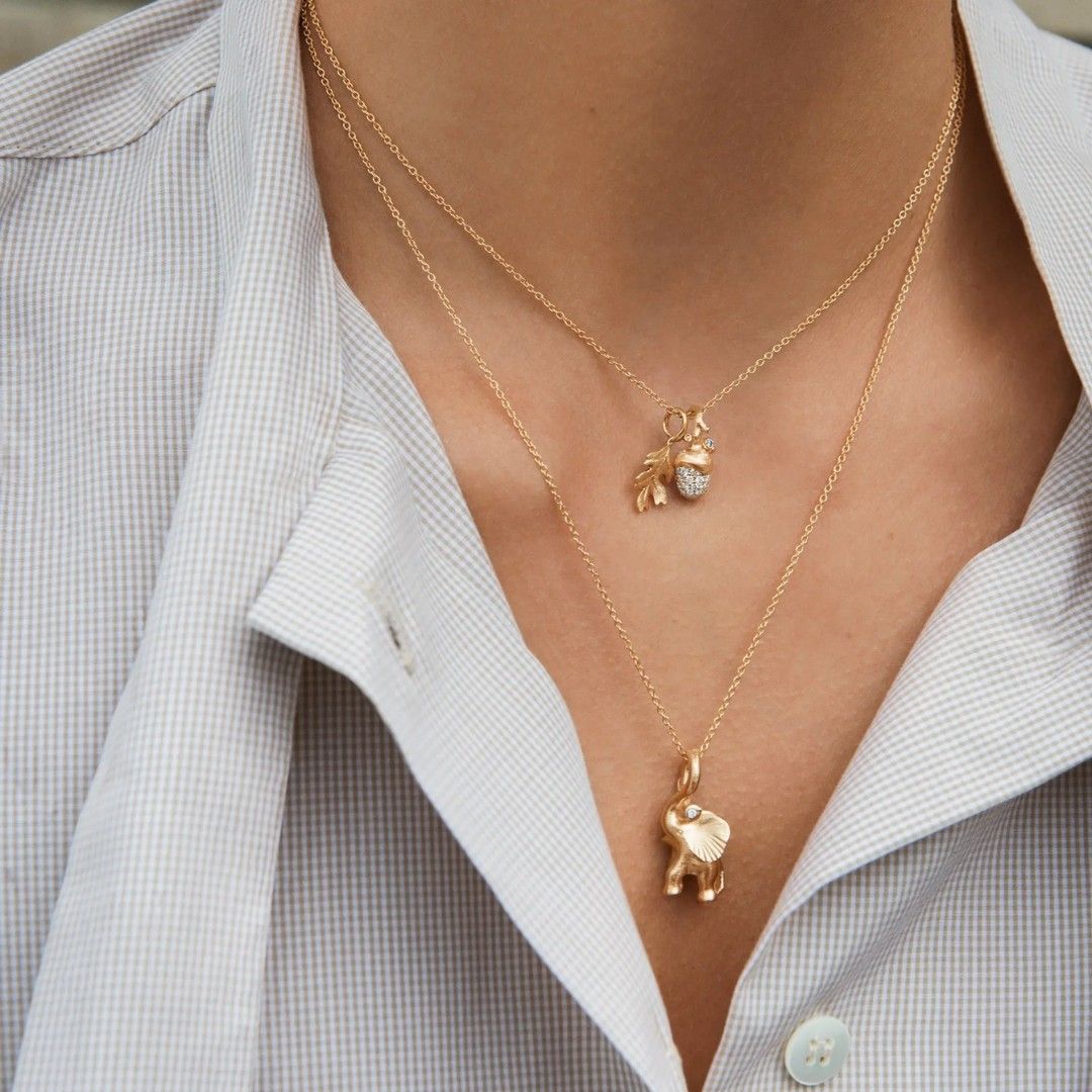 pendentif petite feuille de chÊne, or jaune