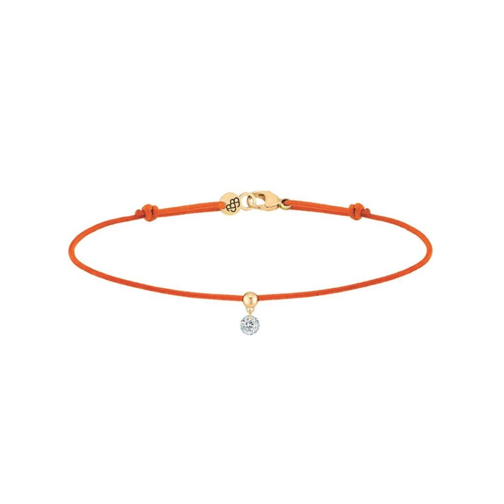 bracelet cordon bb orange, diamant, or rose