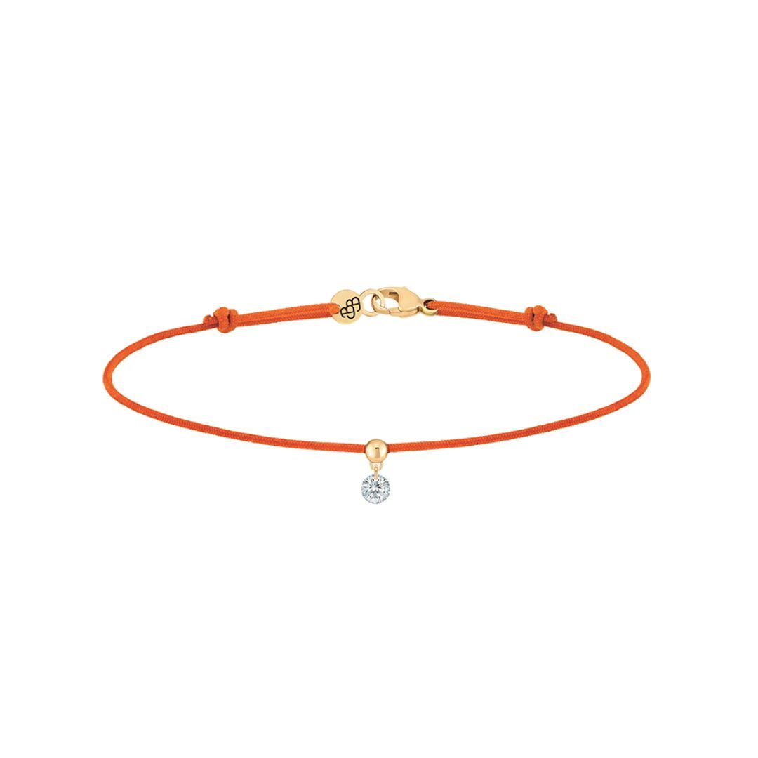 bracelet cordon bb orange, diamant, or rose