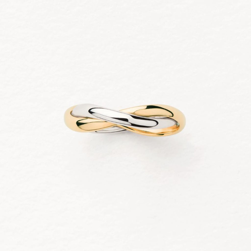 bague tresse pm, or jaune et or blanc