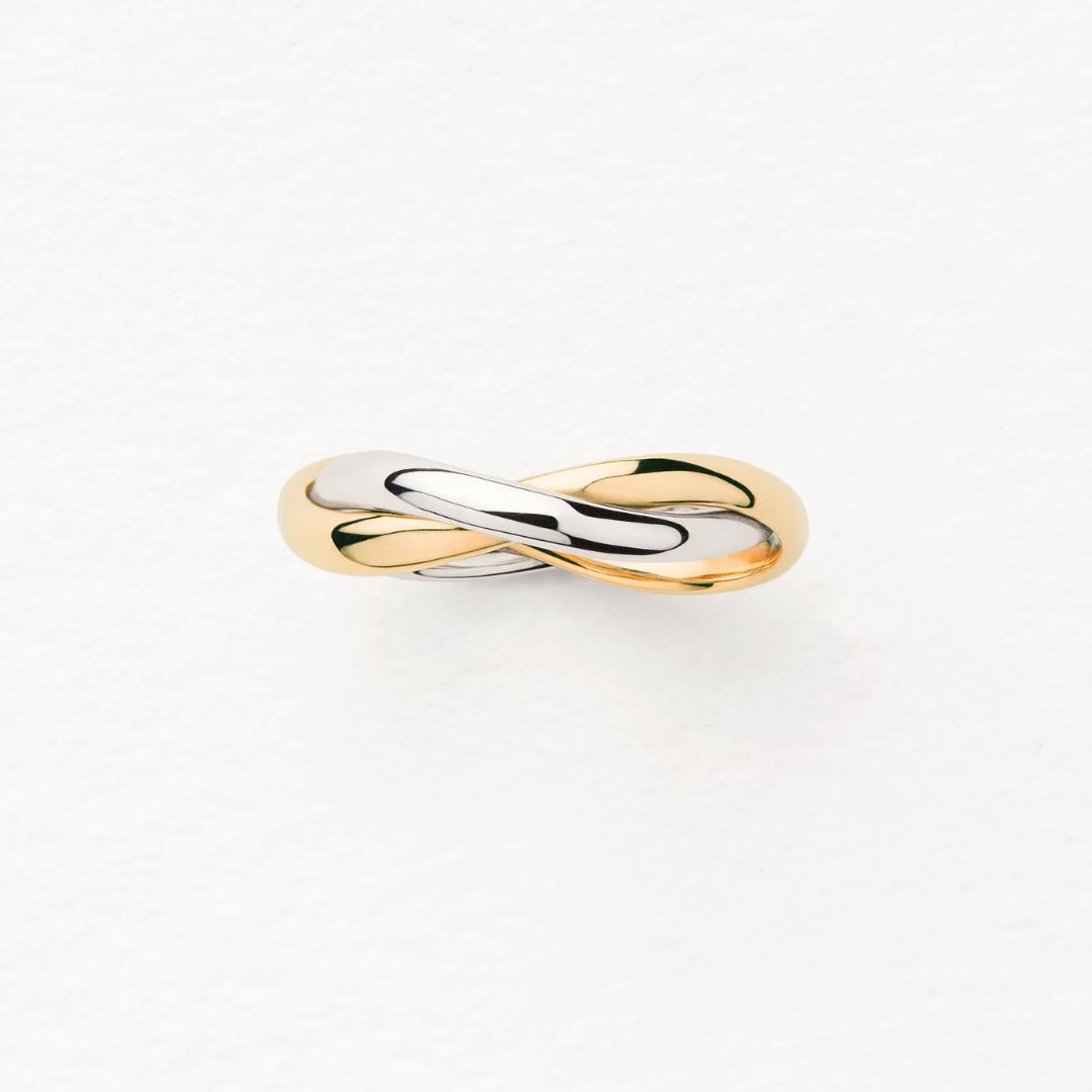bague tresse pm, or jaune et or blanc