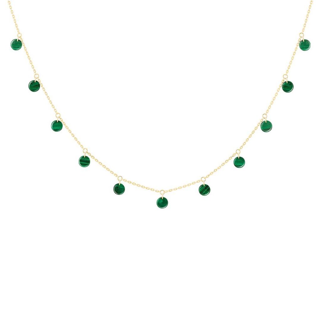 collier polka malachite, or jaune