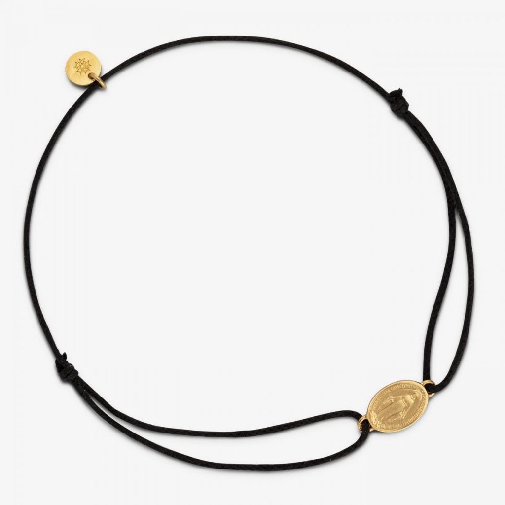 bracelet cordon médaille miraculeuse, or jaune