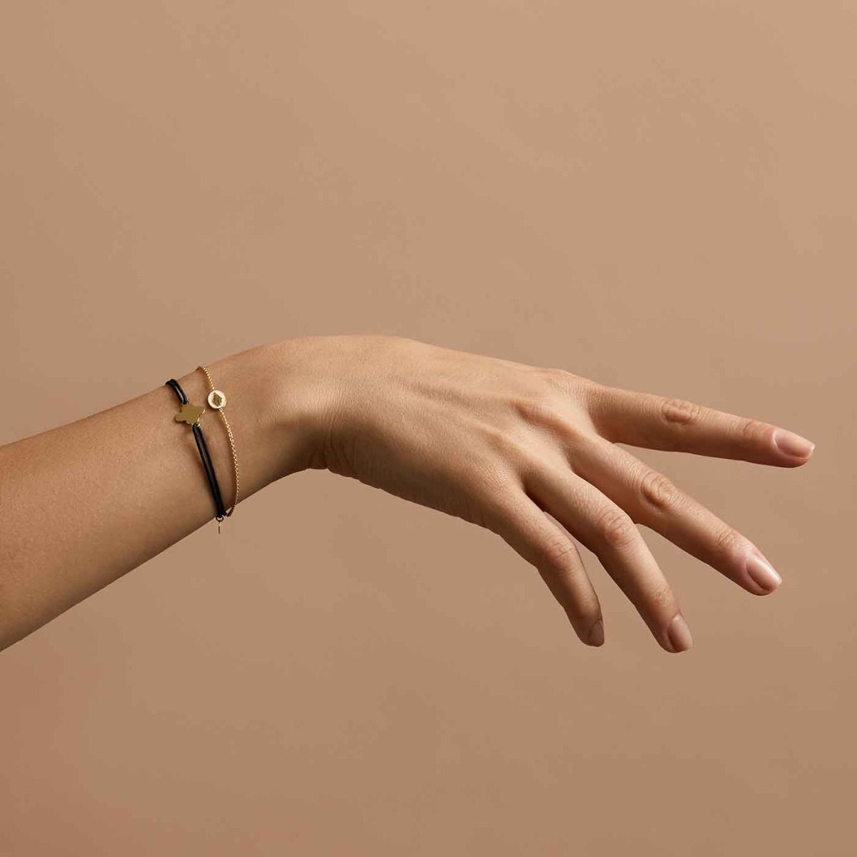bracelet trèfle cordon, or jaune