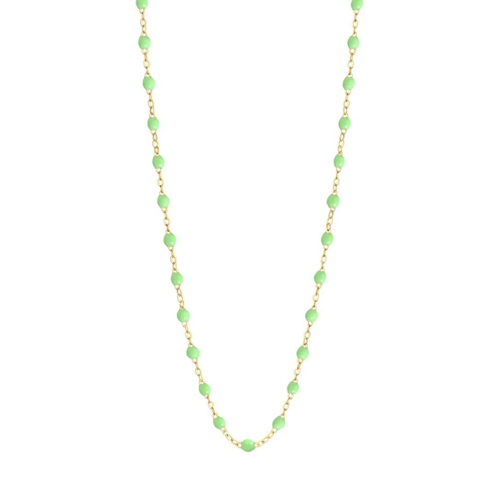 collier vert anis classique gigi, or jaune, 42 cm.