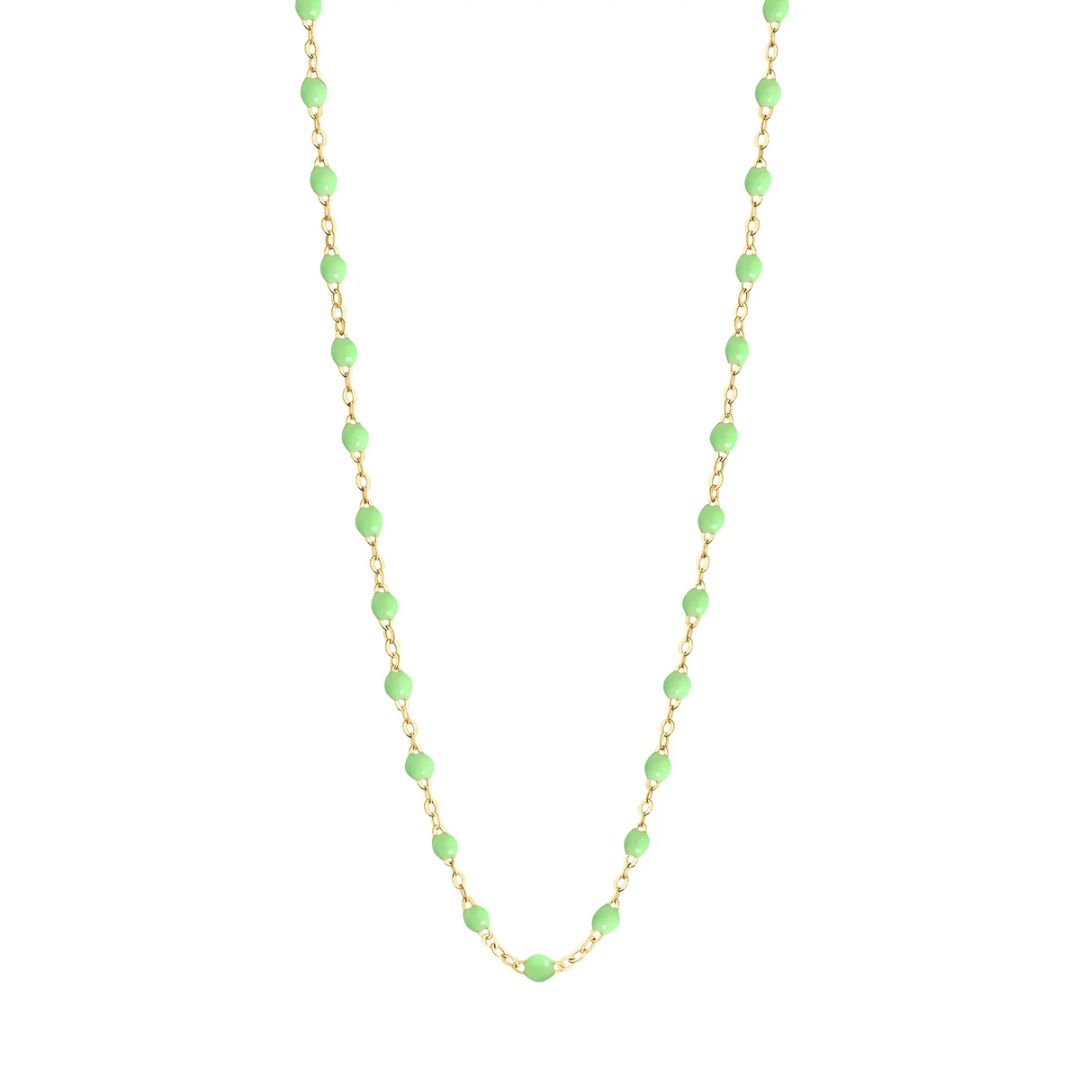 collier vert anis classique gigi, or jaune, 42 cm.