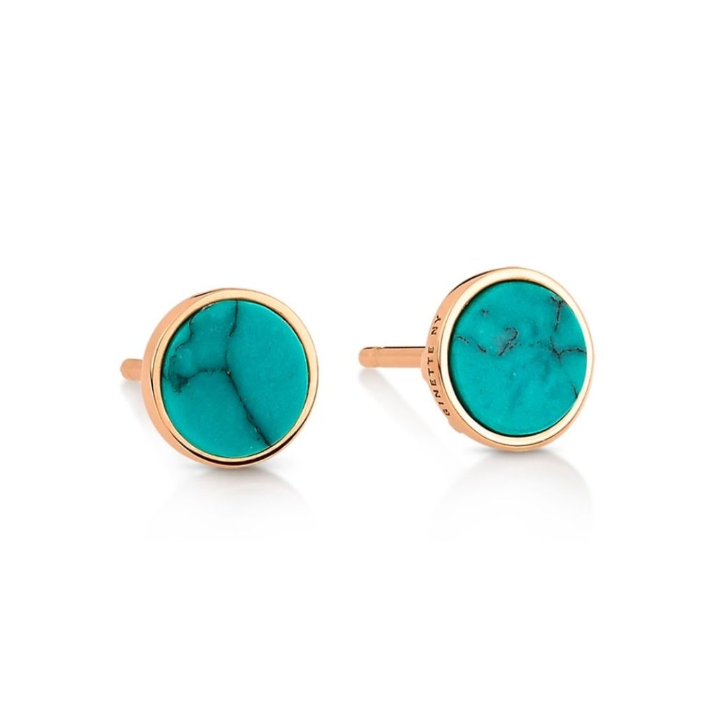 puces d'oreilles ever disc turquoise, or rose