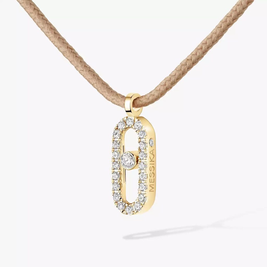collier cordon messika care(s) beige pavé, or jaune