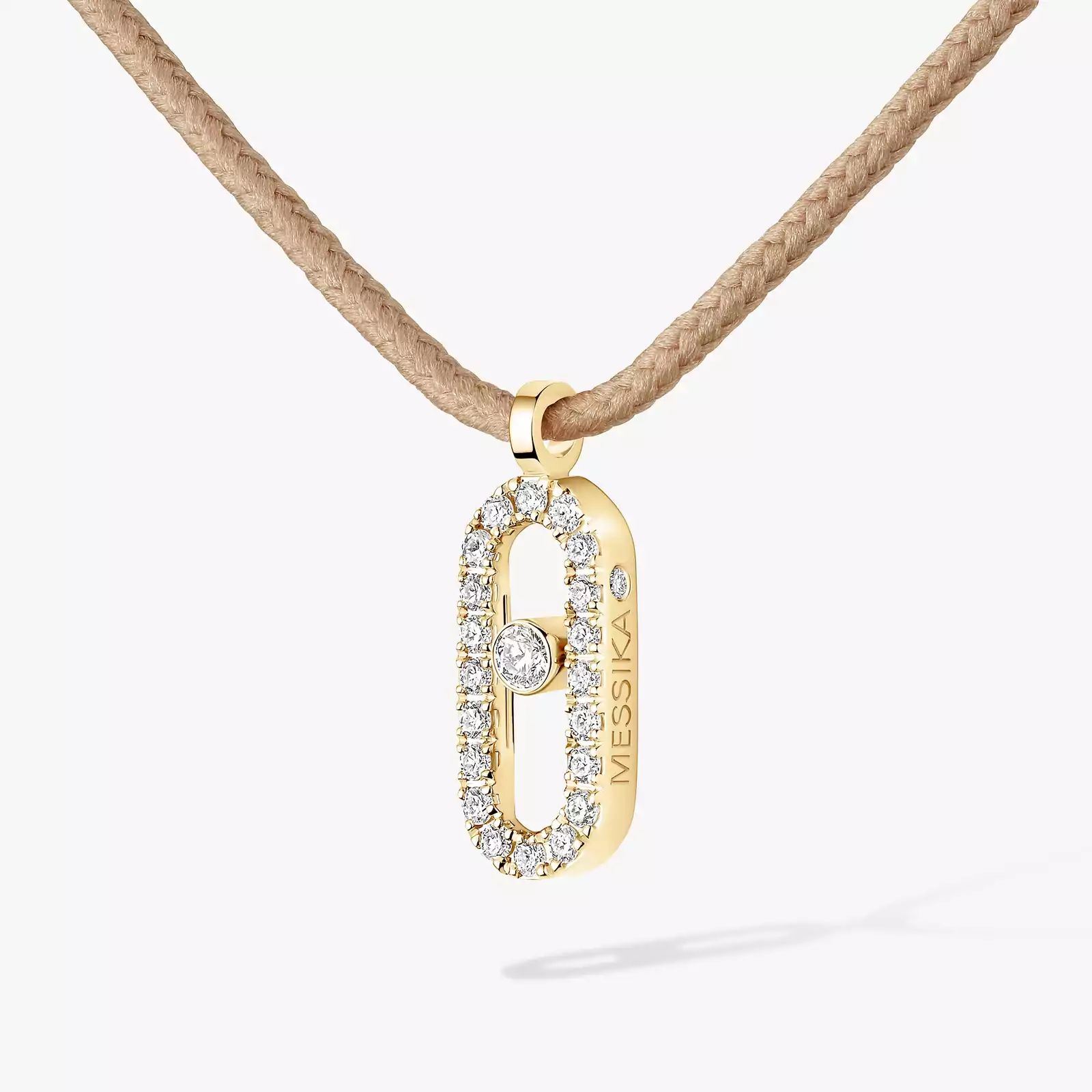 collier cordon messika care(s) beige pavé, or jaune
