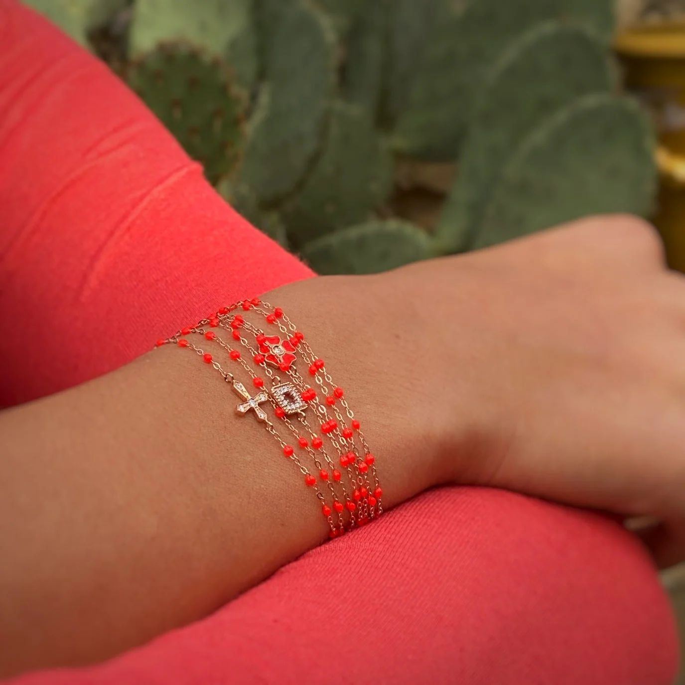 bracelet corail classique gigi, or rose, 19 cm