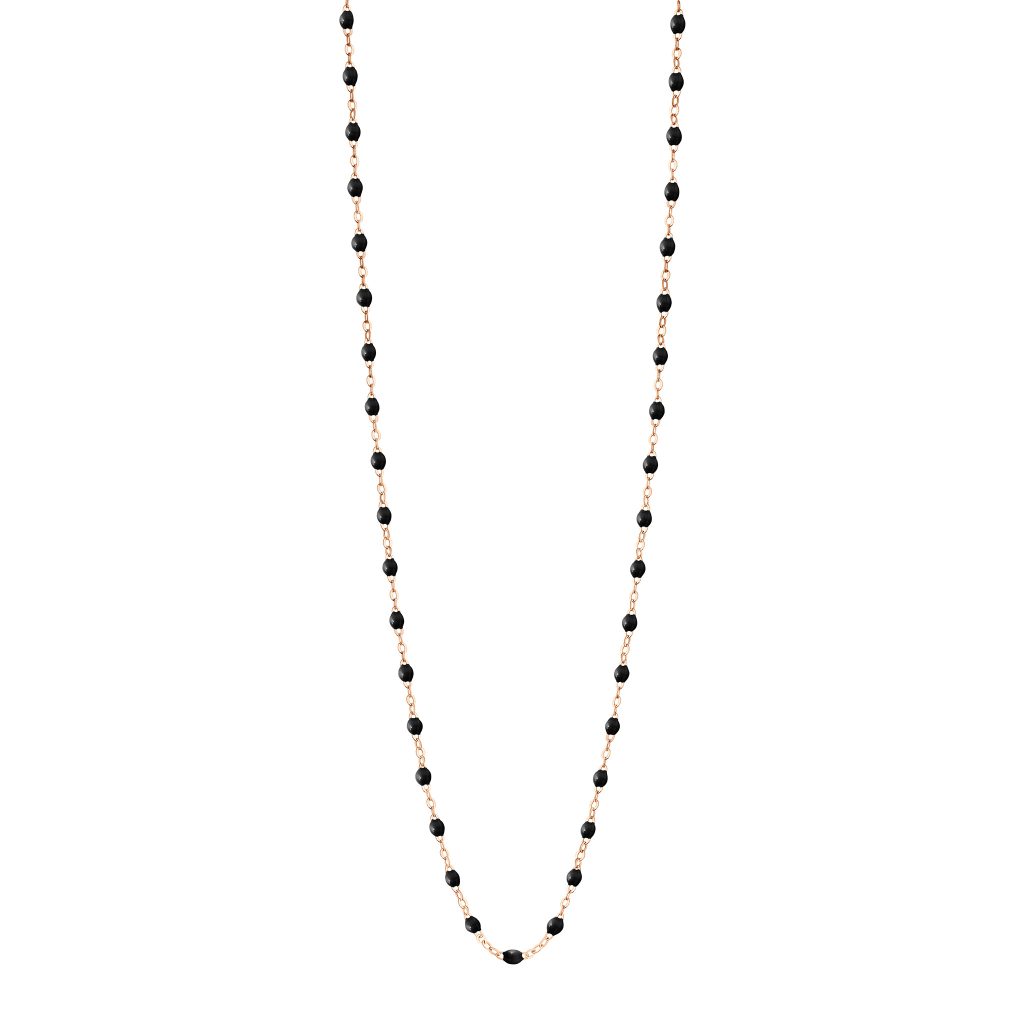 sautoir noir classique gigi, or rose, 86 cm