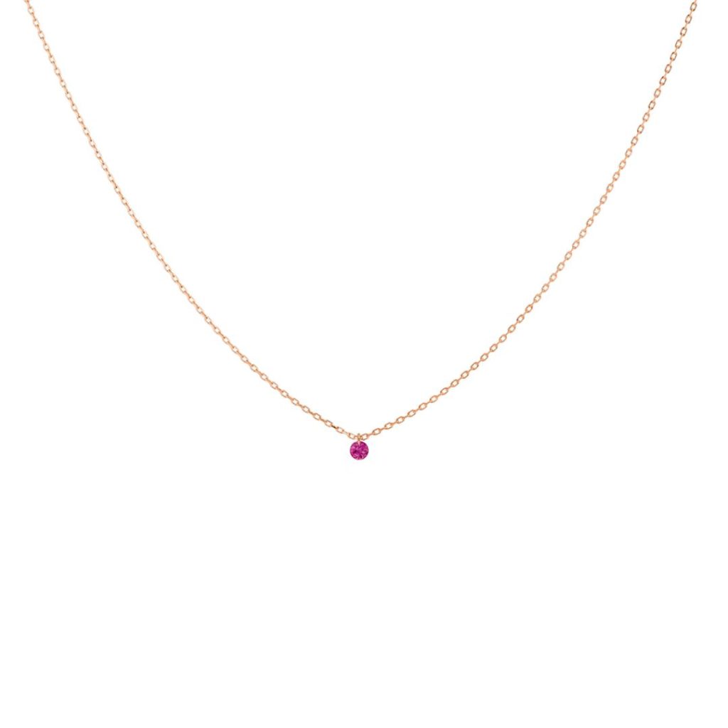 collier mini confetti rubis, or rose
