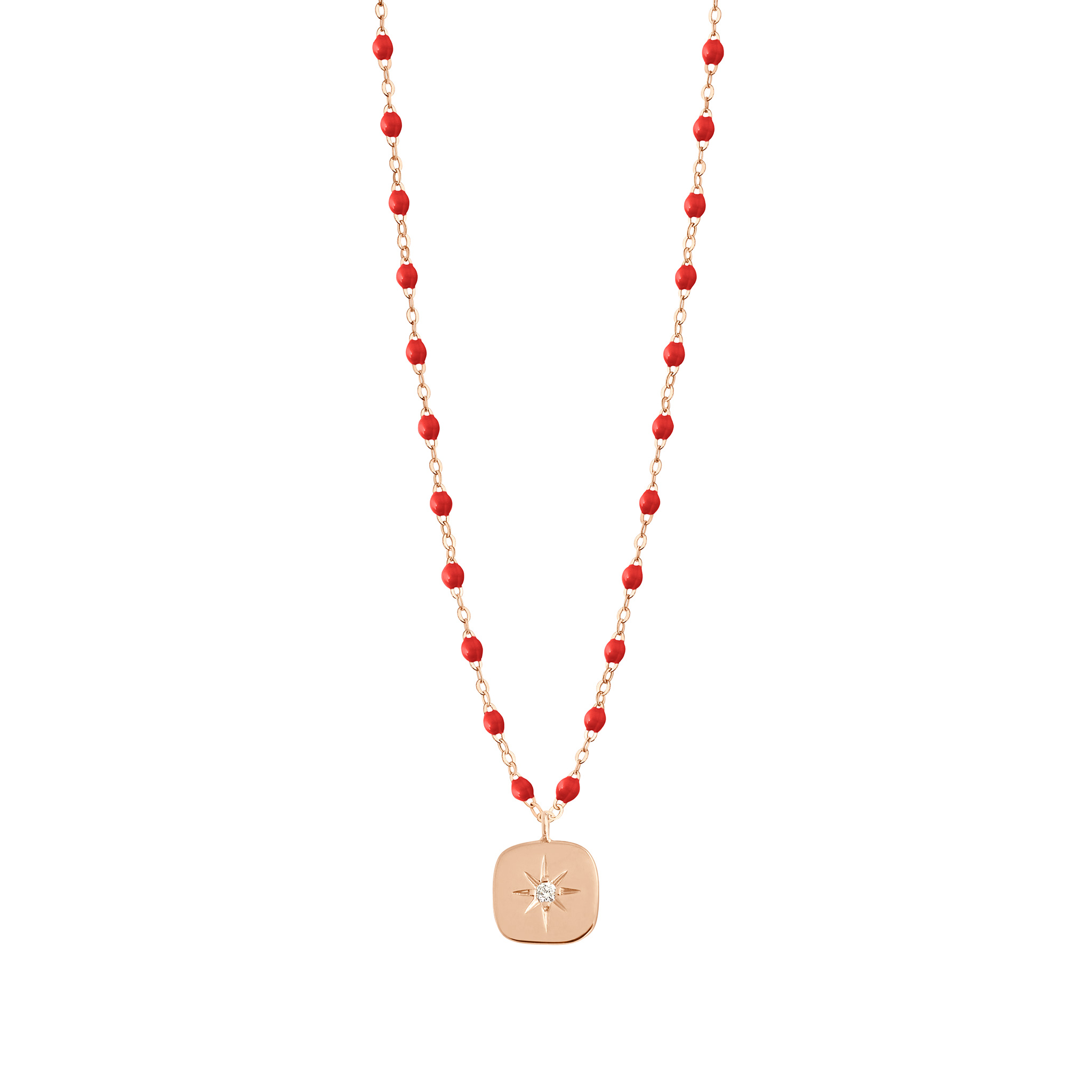 collier coquelicot miss gigi, diamant, or rose, 42 cm