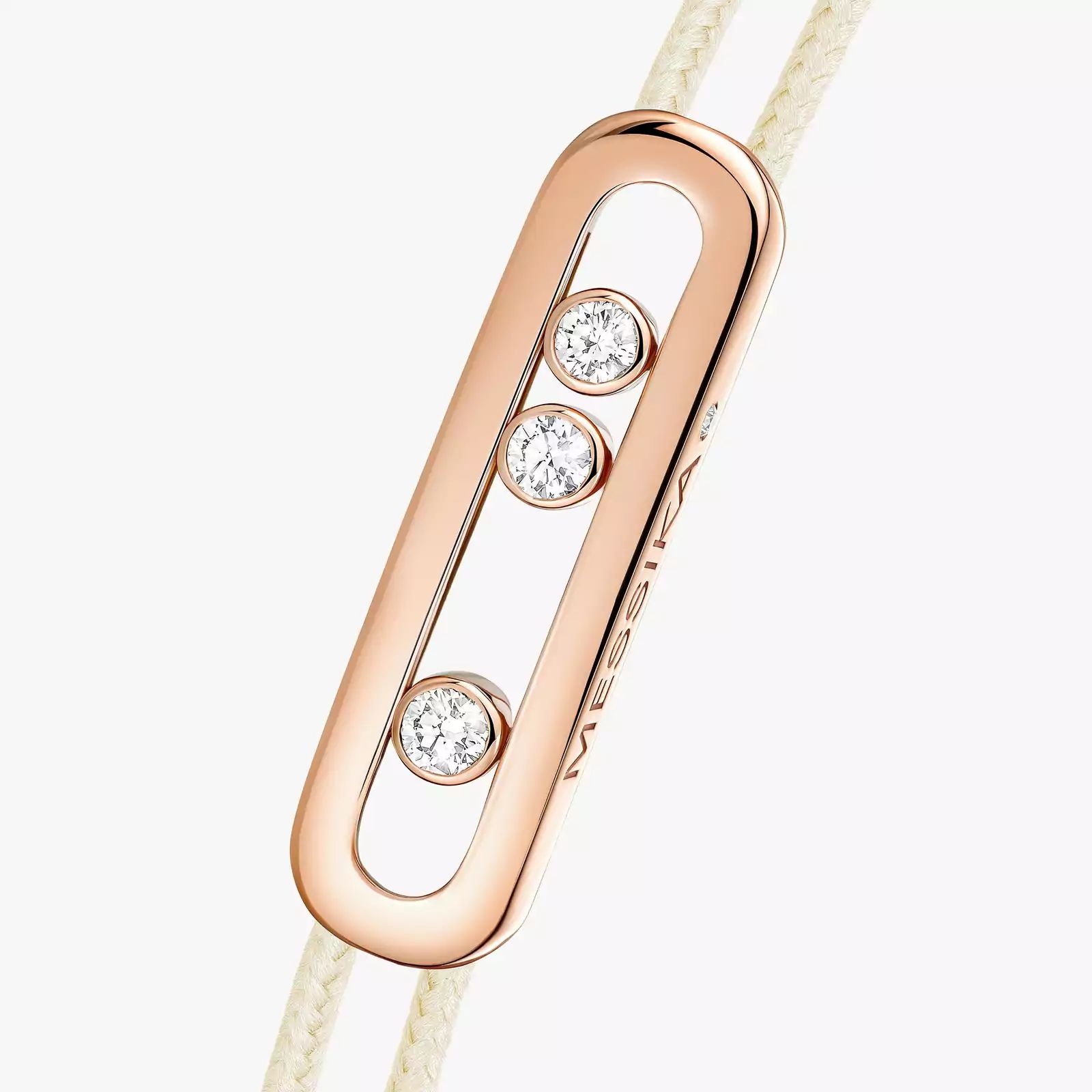 bracelet care(s) cordon crème, or rose