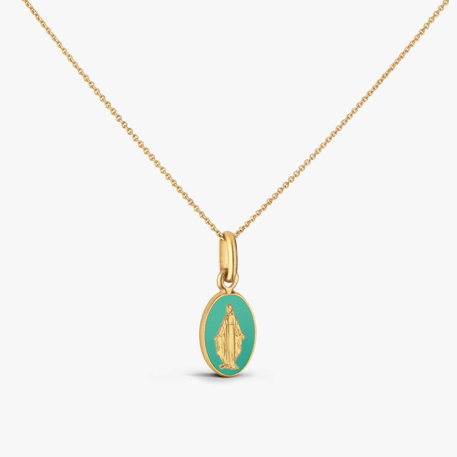 médaille miraculeuse vert d'eau, or jaune