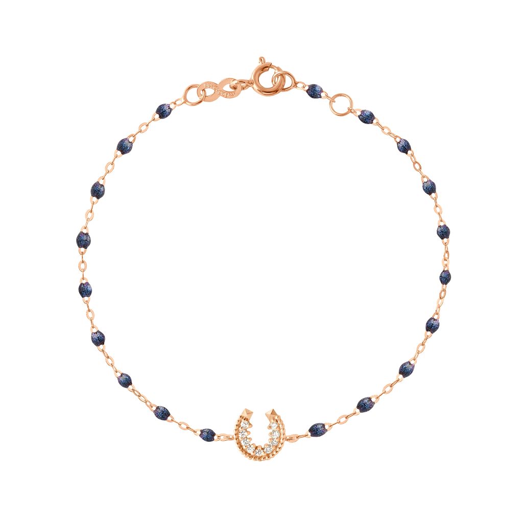 bracelet nuit fer à cheval, diamants, or rose, 17 cm