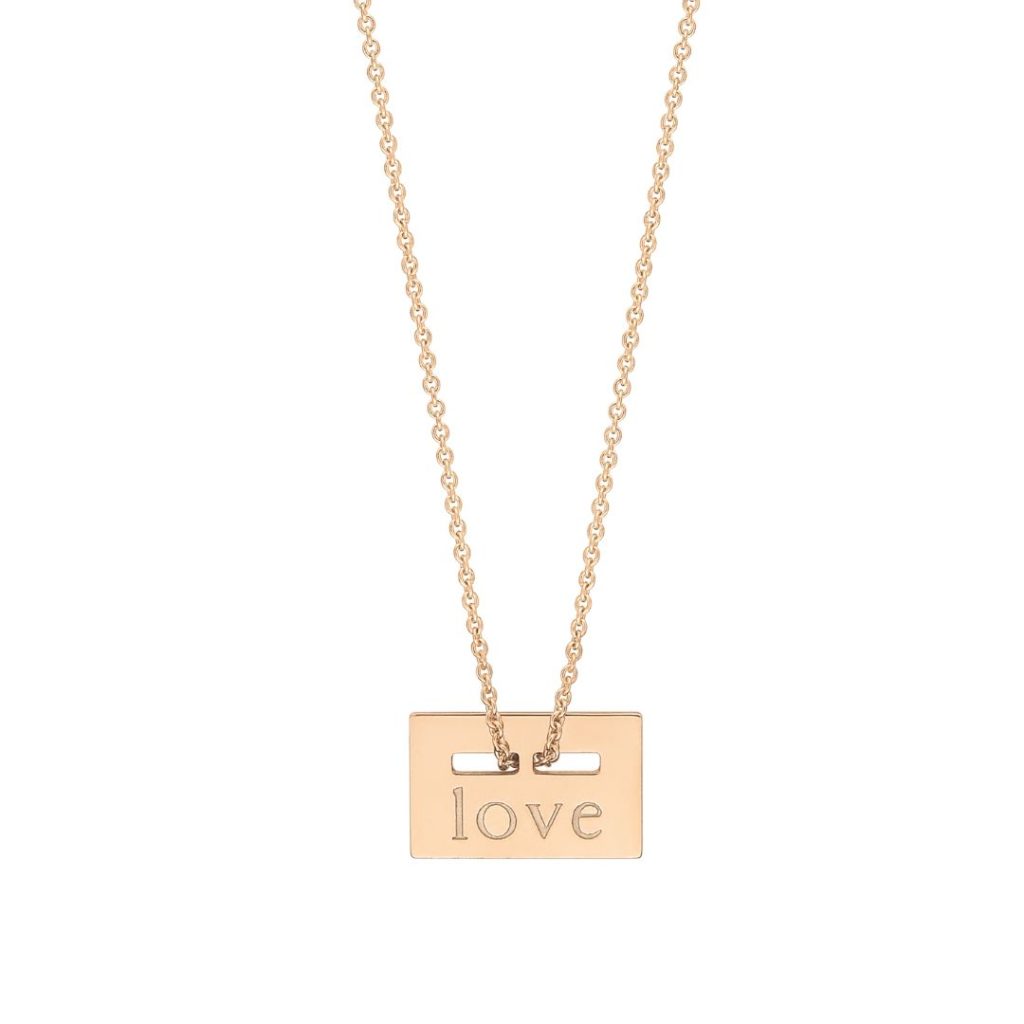 collier mini plaque love, or rose