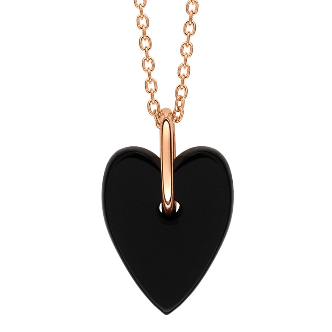 collier angele mini heart onyx, or rose